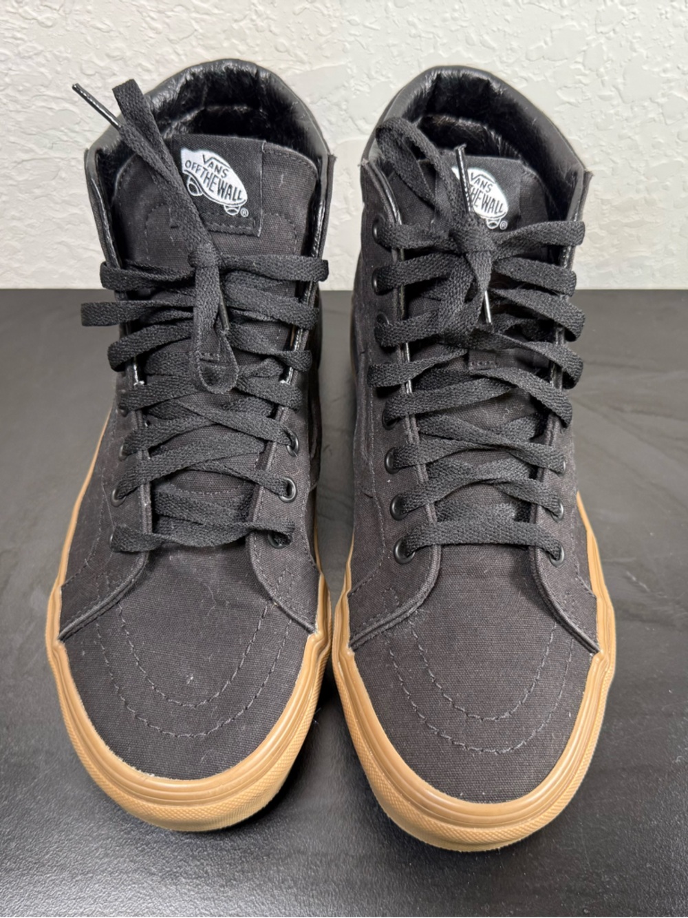 Vans Sk8-Hi Black Canvas Gum Sole High Top Sneakers - Picture 5 of 6